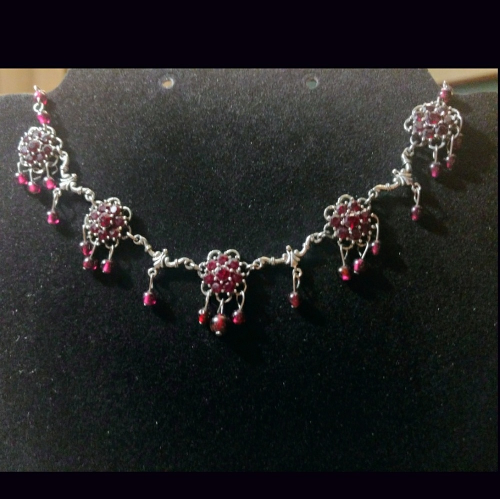 Dark Red and Silver Choker - 1920s Inspired!
